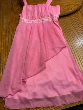 Girls Pink Sparkle Layered Dress